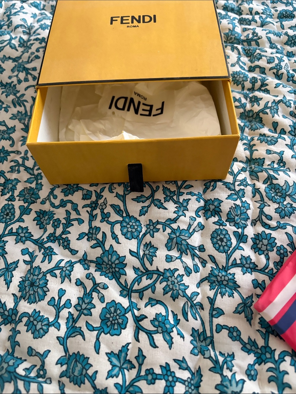 Fendi Pink Drawstring Pouch with Navy Accents - Picture 7 of 11